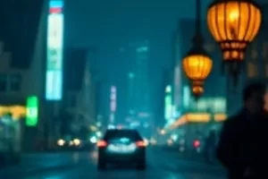 《长夜书店》雨天书店门口亮着灯的招牌